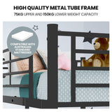 Kingston Slumber Metal Single over Double Bunk Bed Frame, Dark Matte Grey - Side View