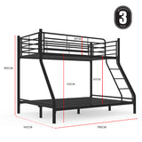 Kingston Slumber Metal Single over Double Bunk Bed Frame, Dark Matte Grey - Low Angle