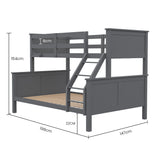 Kingston Slumber Triple Wooden Single Over Double Bunk Bed Frame for Kids, Convertible Design, Grey - Extra Image