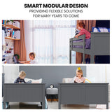 Kingston Slumber Triple Wooden Single Over Double Bunk Bed Frame for Kids, Convertible Design, Grey - Extra Image