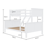 Kingston Slumber Triple Wooden Single Over Double Bunk Bed Frame for Kids, Convertible Design, White - Extra Image