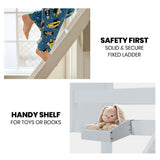 Kingston Slumber Triple Wooden Single Over Double Bunk Bed Frame for Kids, Convertible Design, White - Rear View