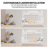Kingston Slumber Triple Wooden Single Over Double Bunk Bed Frame for Kids, Convertible Design, White - Close-Up Angle