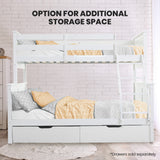 Kingston Slumber Triple Wooden Single Over Double Bunk Bed Frame for Kids, Convertible Design, White - Extra Image
