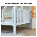 Kingston Slumber Single Over Double Wooden Bunk Bed Frame, Triple Solid Pine 2-in-1 Modular Design, Converts to 2 Beds, For Kids, White - Top-Down View
