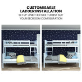 Kingston Slumber Single Over Double Wooden Bunk Bed Frame, Triple Solid Pine 2-in-1 Modular Design, Converts to 2 Beds, For Kids, White - Close-Up Angle