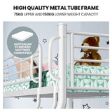 KINGSTON SLUMBER Single over Double Metal Bunk Bed Frame, Matte White - Side View