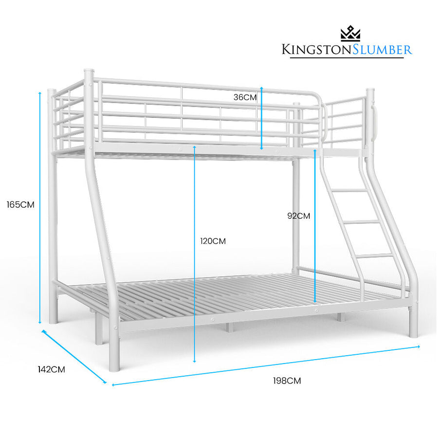 KINGSTON SLUMBER Single over Double Metal Bunk Bed Frame, Matte White