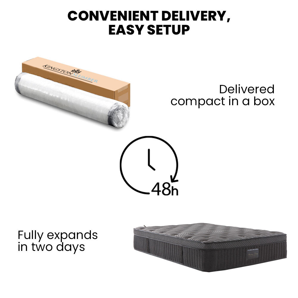 KINGSTON SLUMBER Premium Luxury 34cm Double Mattress, Medium-Firm, Natural Latex Layer, Euro Top, 7-Zone Pocket Spring