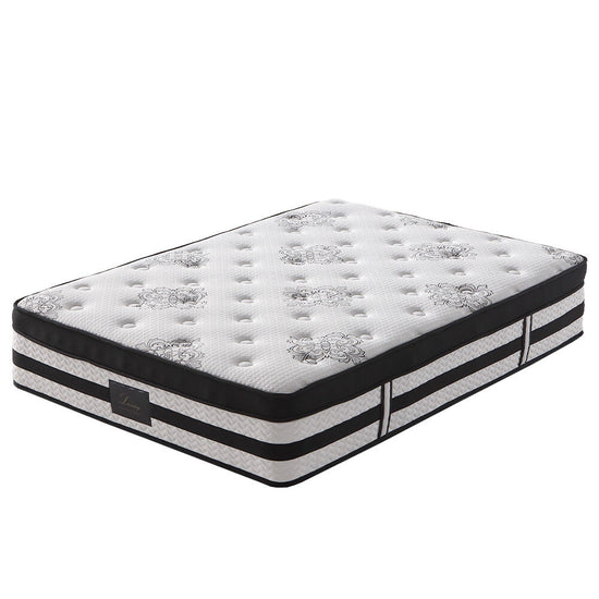 KINGSTON SLUMBER Luxury 34cm Double Mattress, Medium Firm, Euro Top, 5-Zone Pocket Spring Foam