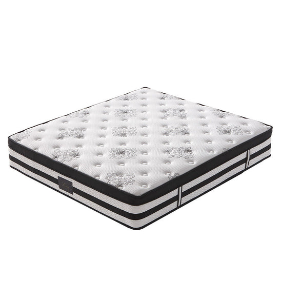 KINGSTON SLUMBER Luxury 34cm Queen Mattress, Medium Firm, Euro Top, 5-Zone Pocket Spring Foam