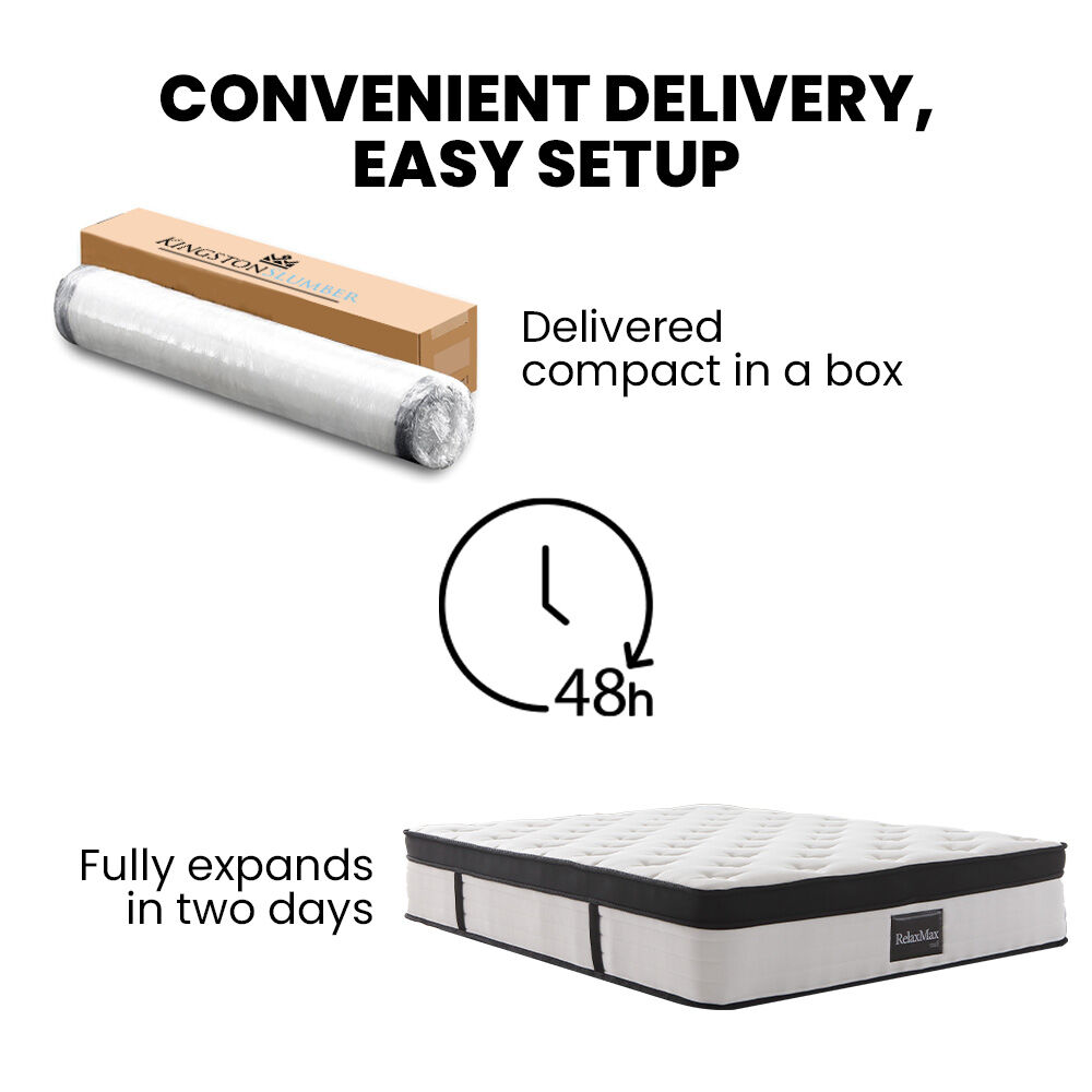 KINGSTON SLUMBER RelaxMax 31cm King Single Mattress, Medium, Euro Top, 5-Zone, Pocket Spring, Knitted Fabric