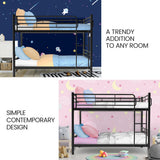 Kingston Slumber 2in1 Single Metal Bunk Bed Frame, with Modular Design, Dark Matte Grey - Front View