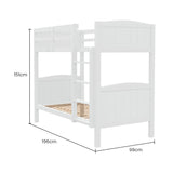 Kingston Slumber Single Bunk Bed Frame Solid Pine Wood Timber, Modular Design, White - Extra Image