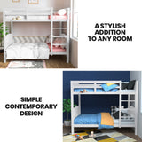 Kingston Slumber Single Bunk Bed Frame Solid Pine Wood Timber, Modular Design, White - Side View
