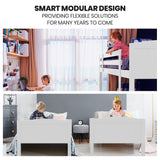 Kingston Slumber Single Bunk Bed Frame Solid Pine Wood Timber, Modular Design, White - Extra Image