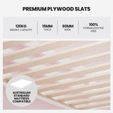 Kingston Slumber Wooden Kids Single Loft Bed Frame - Hiding Space Underneath with Interchangeable Pink and Blue Curtains - Side View