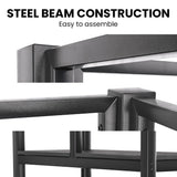 Gaming Loft Bed with Desk and Storage Cabinet, Steel Metal Frame, Space Saving Design, for Single Mattress, Matte Dark Grey - Side View