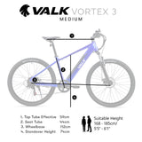 VALK Vortex 3 Electric Bike, Medium Frame Mountain ebike, Blue - Front View