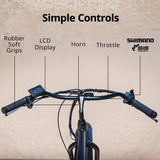 VALK Electric Fat Tyre Cruiser Bike, eBike with Throttle, Matte Black - Top-Down View