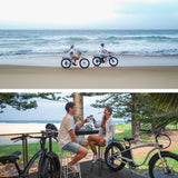 VALK Electric Fat Tyre Cruiser Bike, eBike with Throttle, Matte Black - 45-Degree Angle