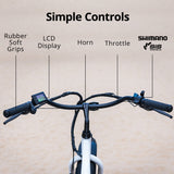 VALK Electric Fat Tyre Cruiser Bike, eBike with Throttle, White - Side View