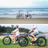 VALK Electric Fat Tyre Cruiser Bike, eBike with Throttle, White - Top-Down View