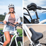 VALK Electric Fat Tyre Cruiser Bike, eBike with Throttle, White - 45-Degree Angle