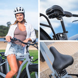 VALK Electric Fat Tyre Cruiser Bike, eBike with Throttle, Tektro Hydraulic Brakes, Blue - 45-Degree Angle