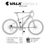 VALK Vortex 3 Electric Bike, Medium Frame Mountain ebike, Gunmetal Grey - Front View