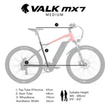 2023 Valk MX7 Electric Bike Medium frame Mountain ebike, Black and Red - Side View