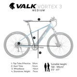 VALK Vortex 3 Electric Bike, Medium Frame Mountain ebike, Metallic Teal - Front View