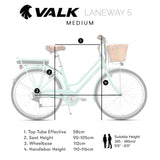 Valk Laneway 5 Vintage Electric Bike, Torque Sensor equipped eBike, Medium, Mint Green - Front View
