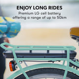 Valk Laneway 5 Vintage Electric Bike, Torque Sensor equipped eBike, Medium, Mint Green - Low Angle