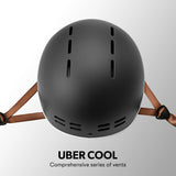 Valk Retro Bike Helmet, 56-61cm S, M, L Universal Dial Fit System, Jet Black - Top-Down View