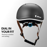 Valk Retro Bike Helmet, 56-61cm S, M, L Universal Dial Fit System, Jet Black - 45-Degree Angle