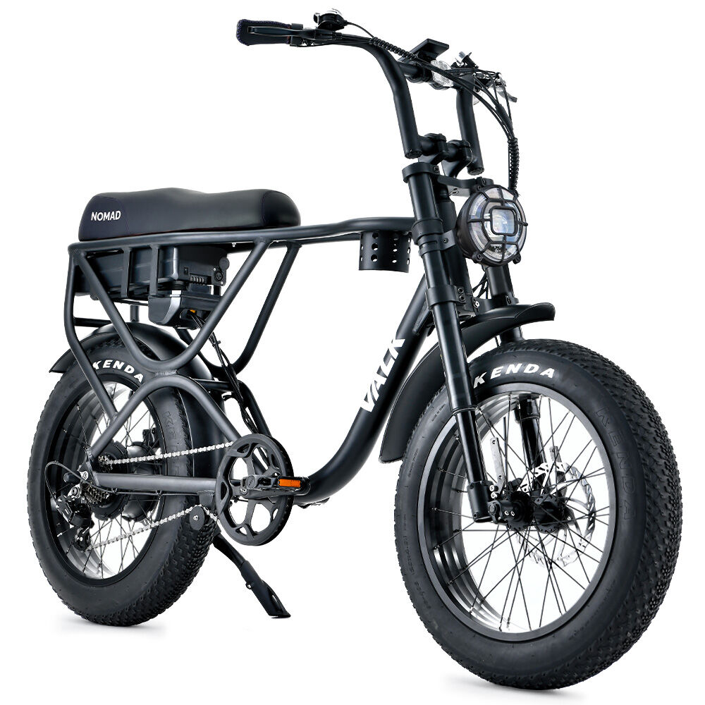 VALK Nomad Electric Fat Tyre Bike, 500W, 45km/hr, Throttle ebike, Disc Brakes, Shimano 7 spd, 20x4 Kenda Tyres, Suspension, Black