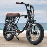 VALK Nomad Electric Fat Tyre Bike, 500W, 45km/hr, Throttle ebike, 20x4 Kenda Tyres, Shimano 7 spd, Suspension, Black - Side View