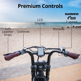 VALK Nomad Electric Fat Tyre Bike, 500W, 45km/hr, Throttle ebike, 20x4 Kenda Tyres, Shimano 7 spd, Suspension, Black - Top-Down View