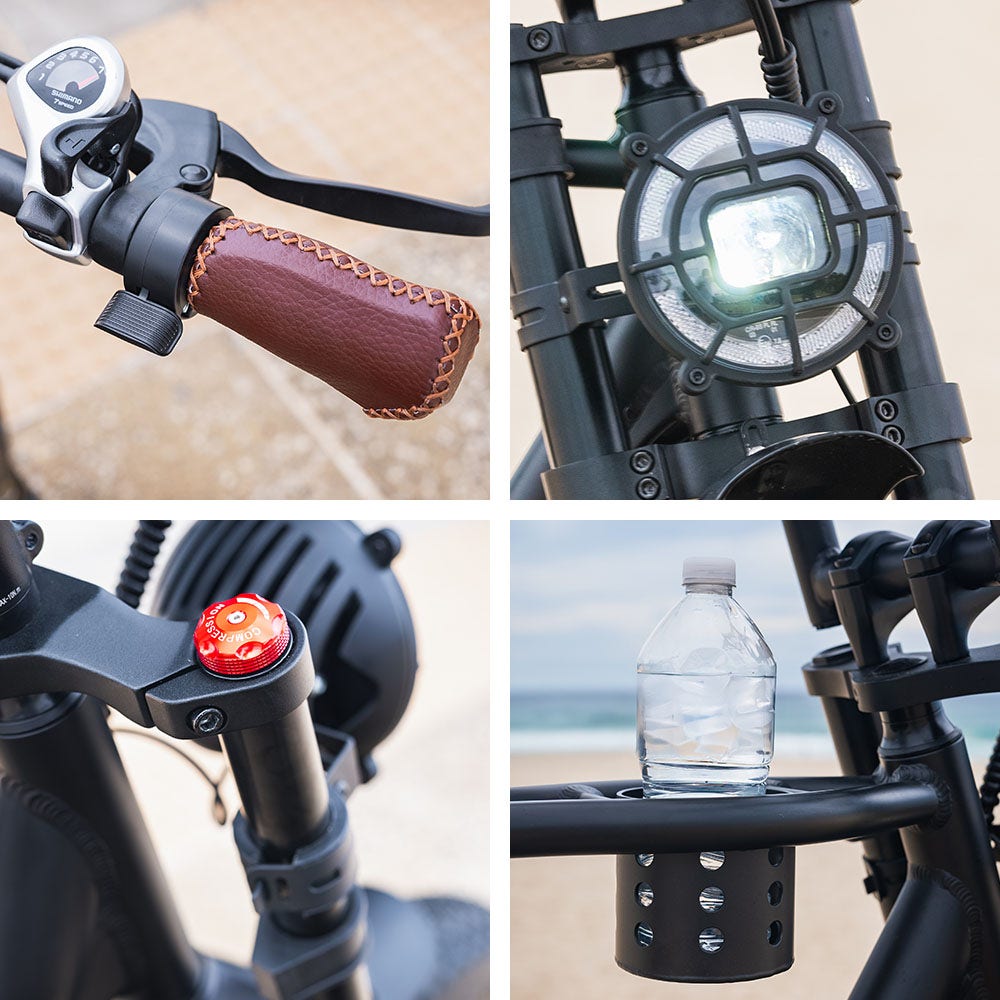 VALK Nomad Electric Fat Tyre Bike, 500W, 45km/hr, Throttle ebike, 20x4 Kenda Tyres, Shimano 7 spd, Suspension, Black