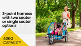 Tag-along Kids Bike Trailer Child Bicycle Pram Stroller Children Jogger Blue - 45-Degree Angle