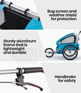 Tag-along Kids Bike Trailer Child Bicycle Pram Stroller Children Jogger Blue - Extra Image