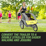 Tag-along Kids Bike Trailer Bicycle Pram Stroller Children Jogger Yellow - Top-Down View
