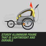 Tag-along Kids Bike Trailer Bicycle Pram Stroller Children Jogger Yellow - Rear View