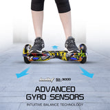 BULLET Electric Hoverboard Scooter 6.5 Inch Wheels, Colour LED Lighting, Carry Bag, Gen III Hiphop design - Side View