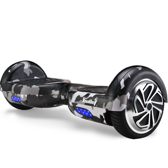BULLET Gen III Hoverboard Scooter, Dual Copper Motors, UL Certified, AU Compliant, 6.5" Wheels, Superior Self Balancing System, LED Lights, Carry Bag, Camo Grey