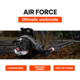 MTM 65CC Petrol Backpack Leaf Blower - Commercial 2 Stroke Garden Yard Tool Back - Side View