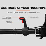 MTM 65CC Petrol Backpack Leaf Blower - Commercial 2 Stroke Garden Yard Tool Back - Low Angle