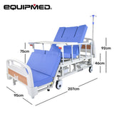 EQUIPMED Electric 8 Function Medical Bed , w/ Mattress & Over Bed Table, Adjustable Back and Leg Lifting, Lateral Tilting, Commode Bowl, IV Pole - Extra Image