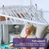 EQUIPMED 4 Function Medical Bed, w/ Mattress & Over Bed Table, Easy Manual Adjustable Back and Leg Incline, IV Pole - Low Angle